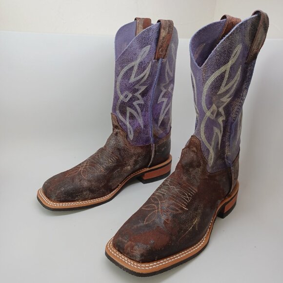 Justin Boots Brown Purple Leather Western Cowgirl Rodeo Womens 8.5 NEW - Picture 7 of 15